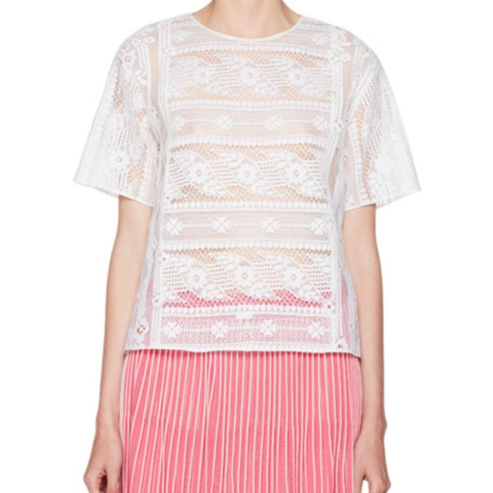 [Valentino] Lace Short Sleeve Blouse - 6